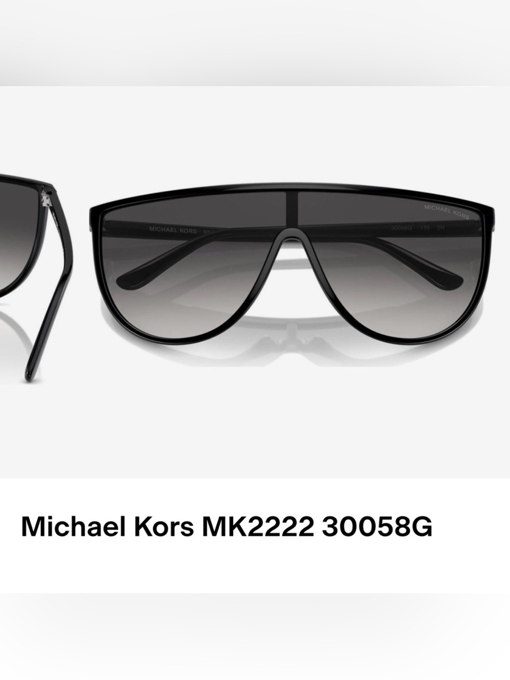 Michael Kors Black and Gray Oversized Shield Sunglasses